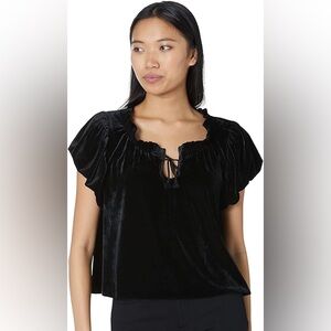 Free People Black Velvet Blouse